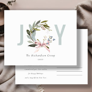 Cartes Pour Fêtes Annuelles Chic Business Joy Winter Wreath Corporate Logo