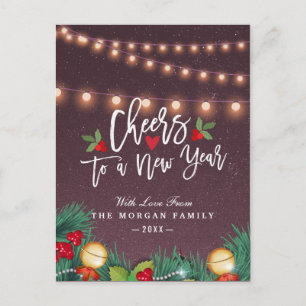 Cartes Pour Fêtes Annuelles Chic Cheval au Jour de l'An Script Chaîne Lumières