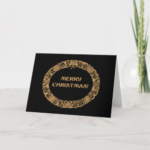 Cartes Pour Fêtes Annuelles Chic Christmas Wreath Card Gold effet sur Black