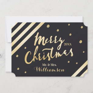 Cartes Pour Fêtes Annuelles Chic Elegant Gold Joyeux Noël Nouveaux mariés Phot