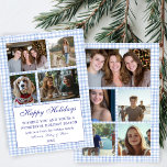 Cartes Pour Fêtes Annuelles Chic En vichy Christmas Custom 9 Photo Collage Ble<br><div class="desc">Carte parfaite pour un accueil de vacances amusant! L'art fait main pour vous ! ENTIÈREMENT PERSONNALISABLE ! Cliquez sur "Personnaliser" ci-dessus pour modifier le texte sur le devant et ajouter vos propres photos à l'avant et à l'arrière. Cliquez sur "modifier à l'aide de l'outil de conception" pour ajuster les polices,...</div>