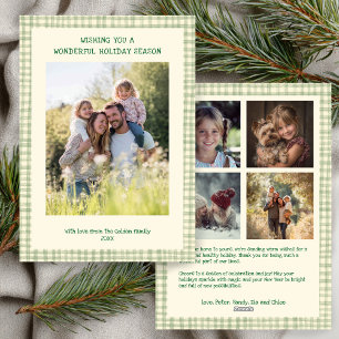 Cartes Pour Fêtes Annuelles Chic En vichy Noël Green Custom 5 Photo