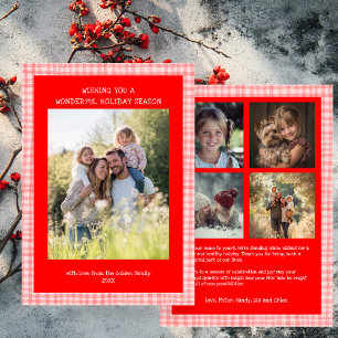 Cartes Pour Fêtes Annuelles Chic En vichy Noël rose rouge coutume 5 Photo