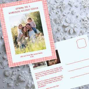 Cartes Pour Fêtes Annuelles Chic En vichy Rose Bleu Noël Personnalisé 3 Photo