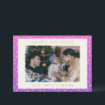Cartes Pour Fêtes Annuelles Chic Glam Purple Gold Polka Point Photo personnali<br><div class="desc">Carte Vacances Coute Chic Pink et Purple Ombre Gold Polka Dot Motif</div>