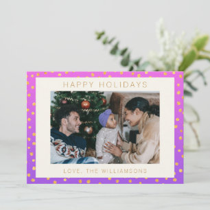 Cartes Pour Fêtes Annuelles Chic Glam Violet Or Rose Gold Points Personnalisé 