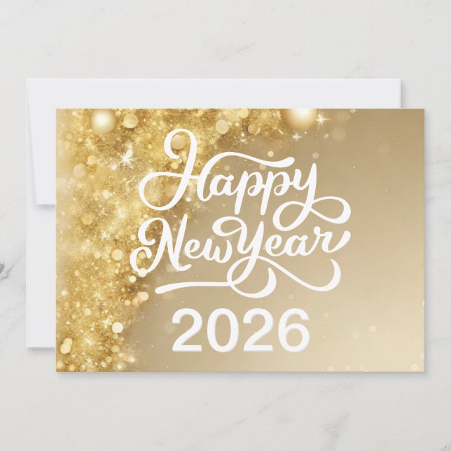 Cartes Pour Fêtes Annuelles Chic Gold Happy New Year 2026 Company  (Devant)