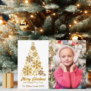 Cartes Pour Fêtes Annuelles Chic Gold Snowflake Joyeux Noël Bonne année