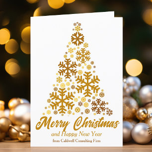 Cartes Pour Fêtes Annuelles Chic Gold Snowflake Merry Christmas Tree Company