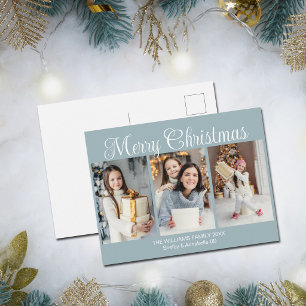 Cartes Pour Fêtes Annuelles Chic Gris Bleu Poussiéreux Joyeux Noël Photomontag