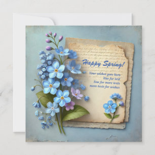 Cartes Pour Fêtes Annuelles Chic Happy printemps avec bleu oublier moi pas fle