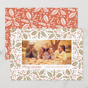 Cartes Pour Fêtes Annuelles Chic Holly Frame Photo Noël