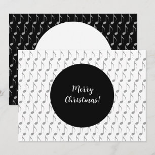 Cartes Pour Fêtes Annuelles Chic Houndstooth Notes de Musique Joyeux Noël