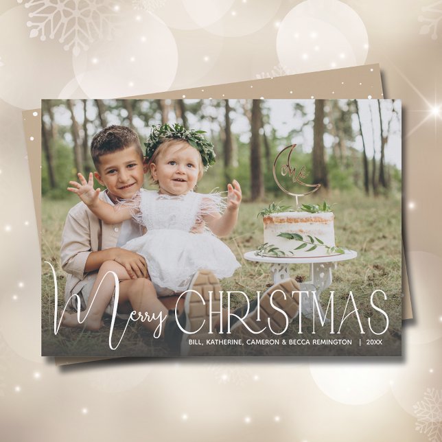 Cartes Pour Fêtes Annuelles Chic Joyeux script de Noël Photo (Créateur téléchargé)