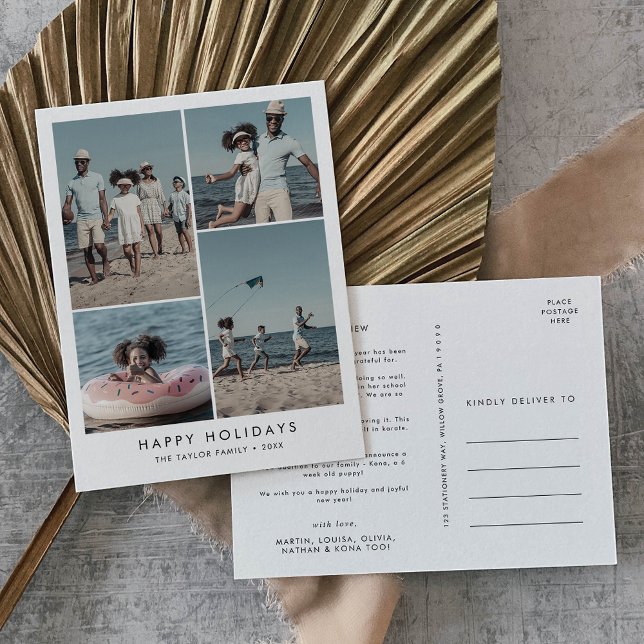 Cartes Pour Fêtes Annuelles Chic Joyeux Vacances Année En Examen 4 Photo (Créateur téléchargé)