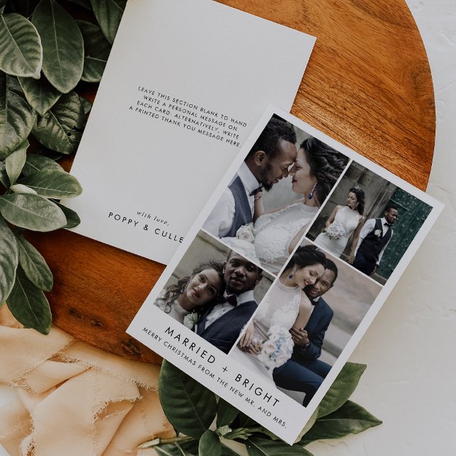 Cartes Pour Fêtes Annuelles Chic marié et brillant Merci photo de Noël (Créateur téléchargé)