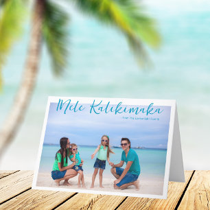 Cartes Pour Fêtes Annuelles Chic Mele Kalikimaka Beach Photo de Noël repliée