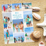 Cartes Pour Fêtes Annuelles Chic Mele Kalikimaka Famille Photo Collage Beach<br><div class="desc">Chic personnalisable plage famille photo collage carte postale de Noël avec vos photos tropicales préférées au soleil. Ajoutez 9 de vos souvenirs préférés de vos vacances sur l'île à la côte. Une belle carte postale de vacances côtière avec un plan de photo propre et moderne et un joli script bleu....</div>