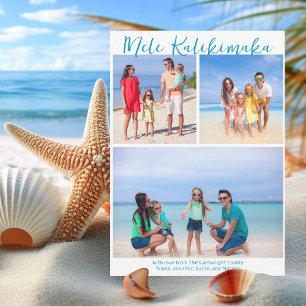 Cartes Pour Fêtes Annuelles Chic Mele Kalikimaka Famille Photo Collage Côtier