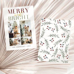 Cartes Pour Fêtes Annuelles Chic Merry et Bright Four Photo