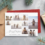 Cartes Pour Fêtes Annuelles Chic Minimalist 9 Photo Collage Joyeux Noël<br><div class="desc">Partagez la joie de la saison avec notre 9-Photo Collage Christmas Card. Chic écrit à la main "Joyeux Noël" grace le bas à gauche,  tandis qu'un arrangement de collage photo amusant capture vos souvenirs chéris. Au verso,  on retrouve le rouge festif avec des points blancs dessinés à la main.</div>