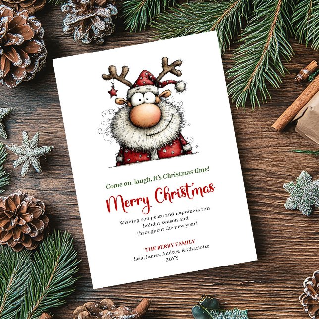Cartes Pour Fêtes Annuelles Chic Minimalist Santa Funny Christmas Greeting (Chic Minimalist Santa Funny Christmas Greeting)