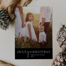 Chic moderne | Black Merry Christmas Photo