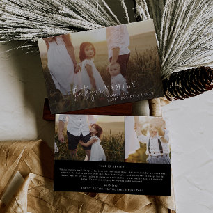 Cartes Pour Fêtes Annuelles Chic moderne   Black Photo Overlay Family News