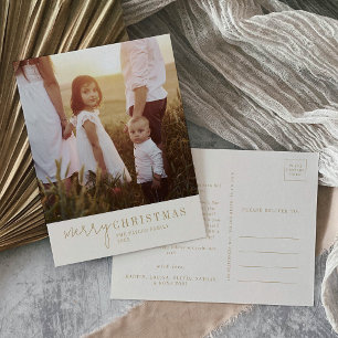 Cartes Pour Fêtes Annuelles Chic moderne   L'année de la photo de Noël or en r