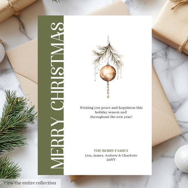 Cartes Pour Fêtes Annuelles Chic neutral tones Christmas bauble greeting card (Chic neutral tones Christmas bauble greeting card)