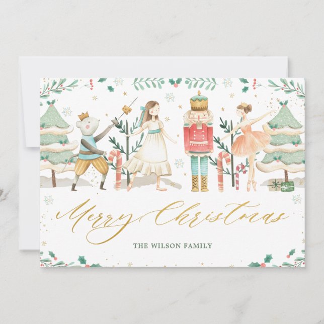Cartes Pour Fêtes Annuelles Chic Nutcracker Ballet Joyeux Noël (Devant)