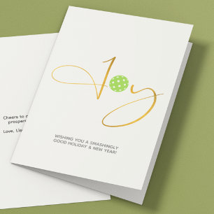 Cartes Pour Fêtes Annuelles Chic Pickleball "Joy" Noël blanc