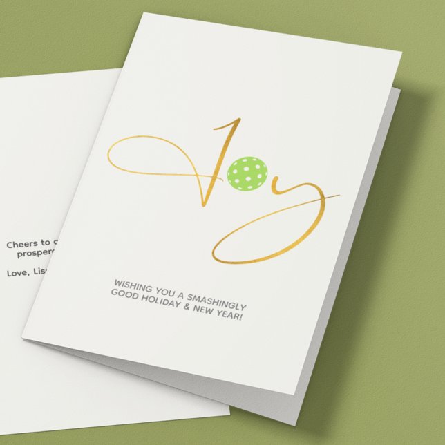 Cartes Pour Fêtes Annuelles Chic Pickleball "Joy" Noël blanc (Créateur téléchargé)
