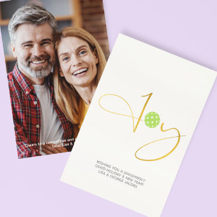 Cartes Pour Fêtes Annuelles Chic Pickleball "Joy" White Christmas Photo