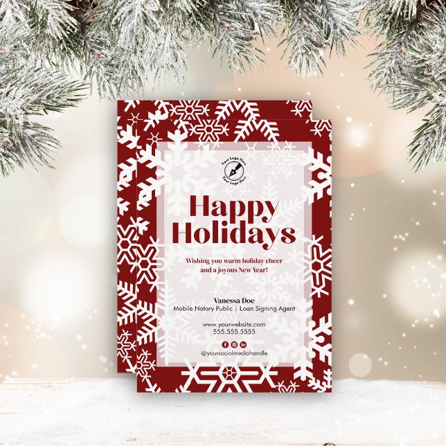 Cartes Pour Fêtes Annuelles Chic Red Snowflake Joyeux Fêtes Notaire Affaires (Créateur téléchargé)