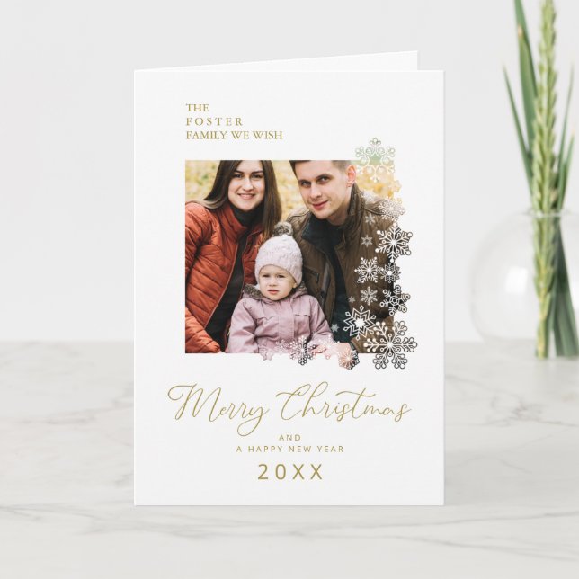 Cartes Pour Fêtes Annuelles Chic Snowflakes Frame Modern Elegant Christmas (Devant)