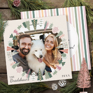 Cartes Pour Fêtes Annuelles Chic Vintage Arbres de Noël Photo IVORY Green