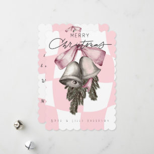 Cartes Pour Fêtes Annuelles Chic Vintage Rétro Noël Plaid Rose