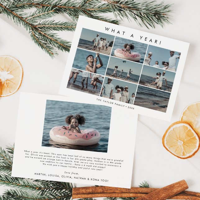 Cartes Pour Fêtes Annuelles Chic What A Year Photo Collage Noël (Créateur téléchargé)