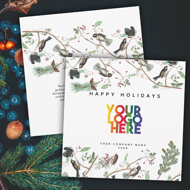 Cartes Pour Fêtes Annuelles Chickadee Holiday Business Logo Noël (Chickadee Holiday Business Logo Christmas)