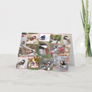 Cartes Pour Fêtes Annuelles Chickadees en collage d'hiver