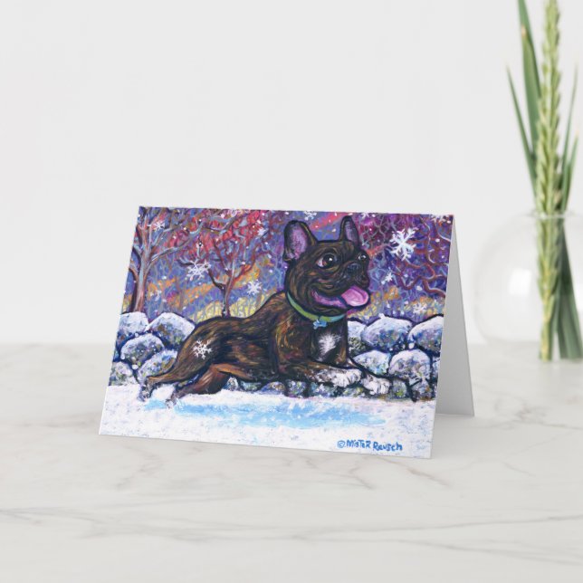 Cartes Pour Fêtes Annuelles Chien à neige français (Devant)