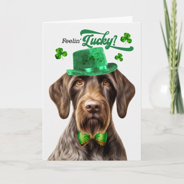 Cartes Pour Fêtes Annuelles Chien allemand en Wirehair Feelin' Lucky St Patric (Devant)
