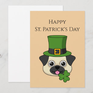 Cartes Pour Fêtes Annuelles Chien avec chapeau et trèfle St Patrick Personna