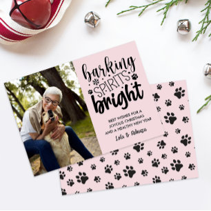 CARTES POUR FÊTES ANNUELLES CHIEN BARRE ESPRIT BRIGHT PET ROSE NOËL