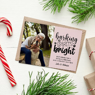 CARTES POUR FÊTES ANNUELLES CHIEN BARRE ESPRIT BRIGHT PET ROSE NOËL