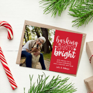 CARTES POUR FÊTES ANNUELLES CHIEN BARRE ESPRIT BRIGHT PET ROUGE NOËL