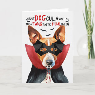 Cartes Pour Fêtes Annuelles Chien Basenji Comte Drôle DOGcula Halloween