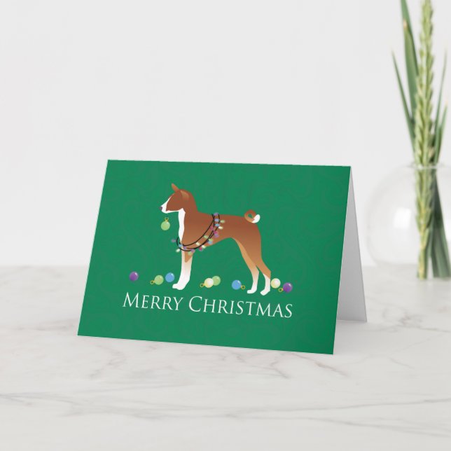 Cartes Pour Fêtes Annuelles Chien Basenji Joyeux Noël Design (Devant)