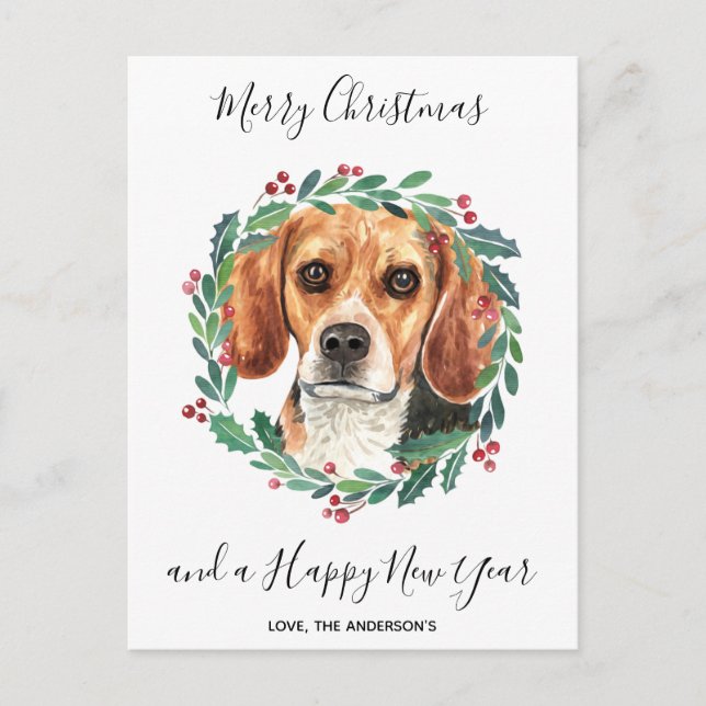 Cartes Pour Fêtes Annuelles Chien beagle Élégant Joyeux Noël (Devant)